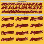 Custom Name Number Authentic Throwback Baseball Jersey - Personalized Gold Red-Navy Mesh Team Apparel Personalized Gold Red-Navy
