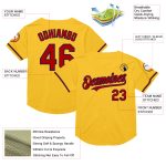 Custom Name Number Authentic Throwback Baseball Jersey - Personalized Gold Red-Navy Mesh Team Apparel Personalized Gold Red-Navy