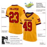 Custom Authentic Throwback Football Jersey Personalized Gold Red-Navy - Team Name and Number Personalized Gold Red-Navy Mesh