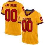 Custom Authentic Throwback Football Jersey Personalized Gold Red-Navy - Team Name and Number Personalized Gold Red-Navy Mesh