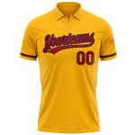 Custom Personalized Gold Red-Navy Golf Polo Shirt with Team Name and Number - Performance Vapor Series Personalized Gold