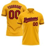 Custom Personalized Gold Red-Navy Golf Polo Shirt with Team Name and Number - Performance Vapor Series Personalized Gold