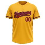 Custom Team Softball Jersey Unisex - Personalized Gold Red-Navy Two-Button with Name and Number Personalized Gold Red-Navy