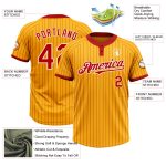 Custom Name Number Personalized Gold Red Pinstripe Softball Jersey Two-Button Unisex Personalized Gold Red Pinstripe White