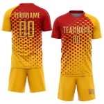 Custom Name Number Soccer Jersey - Personalized Gold Red-Purple Sublimation Team Uniform Personalized Gold Red-Purple Sublimation