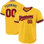 Custom Name Number Personalized Gold Red-Royal Authentic Throwback Baseball Jersey Personalized Gold Red-Royal Authentic