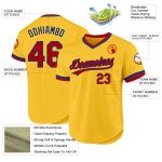 Custom Name Number Personalized Gold Red-Royal Authentic Throwback Baseball Jersey Personalized Gold Red-Royal Authentic