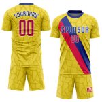 Custom Team Soccer Jersey Personalized Gold Red-Royal Uniform with Name and Number Personalized Gold Red-Royal Sublimation