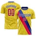 Custom Team Soccer Jersey Personalized Gold Red-Royal Uniform with Name and Number Personalized Gold Red-Royal Sublimation