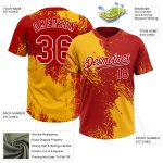 Custom Name & Number Personalized Gold Red-White 3D Abstract Brush Stroke Unisex Softball Jersey Personalized Gold Red-White