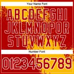 Custom Name and Number Performance T-Shirt - Personalized Gold Red-White 3D Brush Stroke Design Personalized Gold Red-White
