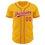 Custom Gold Red-White Baseball Jersey - Personalized Authentic Team Apparel Personalized Gold Red-White Authentic Baseball