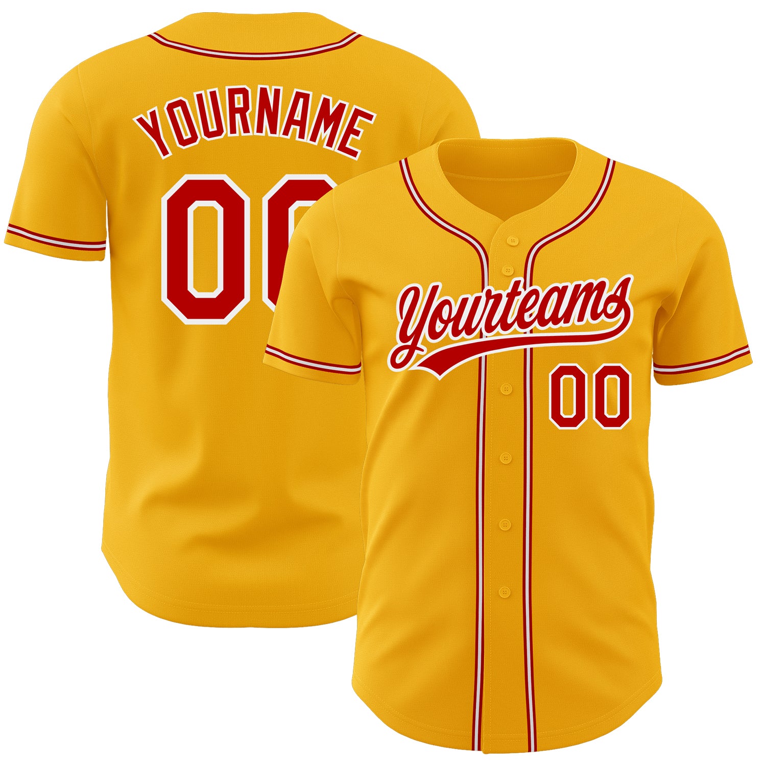 Custom Gold Red-White Baseball Jersey - Personalized Authentic Team Apparel Personalized Gold Red-White Authentic Baseball