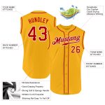 Custom Name Number Baseball Jersey - Personalized Red White Gold Authentic Sleeveless Team Design Personalized Gold Red-White