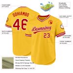 Custom Name Number Baseball Jersey - Personalized Gold Red-White Authentic Throwback Team Apparel Personalized Gold Red-White