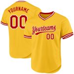 Custom Name Number Baseball Jersey - Personalized Gold Red-White Authentic Throwback Team Apparel Personalized Gold Red-White