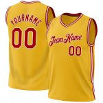 Custom Gold Red-White Authentic Basketball Jersey - Personalized Sports Apparel Personalized Gold Red-White Authentic Throwback