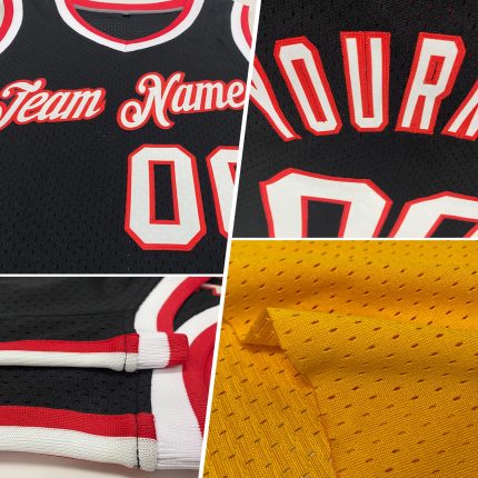 Custom Gold Red-White Authentic Basketball Jersey - Personalized Sports Apparel Personalized Gold Red-White Authentic Throwback
