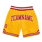 Custom Name Number Basketball Shorts - Personalized Authentic Red White Gold Throwback Style Personalized Gold Red-White