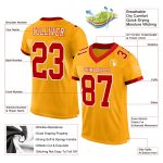 Personalized Gold Red-White Authentic Football Jersey for Men and Women Personalized Gold Red-White Mesh Authentic Football