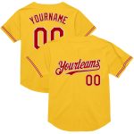 Custom Name Number Authentic Baseball Jersey Gold Red White Mesh Throwback Personalized Gold Red-White Mesh Authentic Throwback