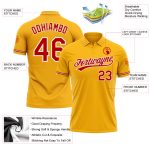Personalized Team Golf Polo Shirt with Custom Name and Number, Gold Red-White Performance Personalized Gold Red-White Performance