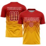 Personalized Gold Red White Soccer Uniform Jersey for Kids Custom Sports Apparel Personalized Gold Red-White Sublimation