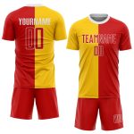 Custom Sublimation Soccer Jersey with Personalized Name and Number - Gold Red-White Fashion Uniform Personalized Gold Red-White