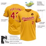 Custom Gold Red-White Unisex Softball Jersey | Personalized Two-Button Design Personalized Gold Red-White Two-Button Unisex