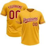 Custom Gold Red-White Unisex Softball Jersey | Personalized Two-Button Design Personalized Gold Red-White Two-Button Unisex