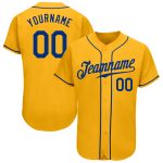 Custom Name and Number Personalized Gold Royal Baseball Jersey - Authentic Team Jersey Personalized Gold Royal Authentic