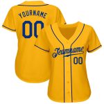 Custom Name and Number Personalized Gold Royal Baseball Jersey - Authentic Team Jersey Personalized Gold Royal Authentic