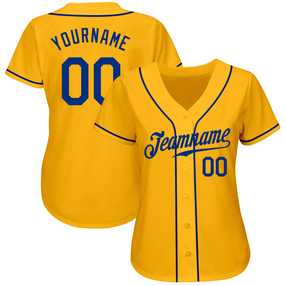 Personalized Gold Royal Authentic Baseball Jersey Team Custom Name and Number Custom Name and Number Personalized Gold Royal Baseball Jersey - Authentic Team Jersey Personalized Gold Royal Authentic - Image 2