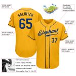 Custom Name and Number Personalized Gold Royal Baseball Jersey - Authentic Team Jersey Personalized Gold Royal Authentic
