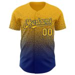 Custom Name and Number Personalized Gold Royal Fashion Baseball Jersey - Authentic Fade Design Personalized Gold Royal Authentic