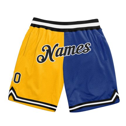 Custom Name and Number Personalized Gold Black Basketball Shorts Authentic Throwback Fashion Team Split Design Personalized