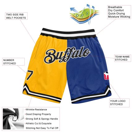 Custom Name and Number Personalized Gold Black Basketball Shorts Authentic Throwback Fashion Team Split Design Personalized