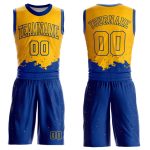 Custom Name and Number Personalized Gold Basketball Jersey Suit Round Neck Sublimation Team Color Splash Personalized Gold