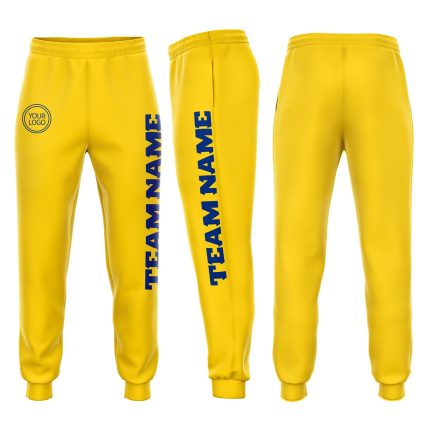 Custom Name and Number Personalized Gold Jogger Sweatpants - Royal Fleece Athletic Gear Personalized Gold Royal Fleece Jogger