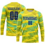 Custom Name and Number Personalized Soccer Uniform Jersey - Gold Royal Light Blue Sublimation Design Personalized Gold Royal-Light