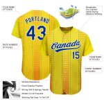 Custom Name and Number Personalized Gold 3D Pattern Authentic Baseball Jersey - Royal Orange Design Personalized Gold Royal-Orange
