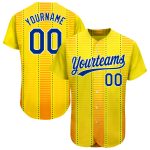 Custom Name and Number Personalized Gold 3D Pattern Authentic Baseball Jersey - Royal Orange Design Personalized Gold Royal-Orange