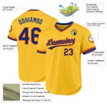 Custom Gold Royal-Orange Authentic Baseball Jersey with Personalized Name and Number - Team Apparel Personalized Gold Royal-Orange