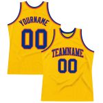 Custom Name & Number Gold Royal-Orange Basketball Jersey - Authentic Throwback Style Personalized Gold Royal-Orange Authentic