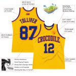 Custom Name & Number Gold Royal-Orange Basketball Jersey - Authentic Throwback Style Personalized Gold Royal-Orange Authentic
