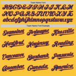 Personalized Gold Royal Orange Throwback Baseball Jersey with Custom Name and Number Personalized Gold Royal-Orange Mesh