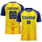 Custom Name and Number Personalized Gold Royal Orange Soccer Jersey Uniform Personalized Gold Royal-Orange Sublimation Soccer