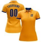 Custom Team Name and Number Gold Royal Golf Polo Shirt - Personalized Performance Design Personalized Gold Royal Performance