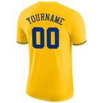 Custom Name and Number Gold Royal Performance T-Shirt - Personalized Team Apparel Personalized Gold Royal Performance T-Shirt