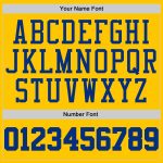 Custom Name and Number Gold Royal Performance T-Shirt - Personalized Team Apparel Personalized Gold Royal Performance T-Shirt